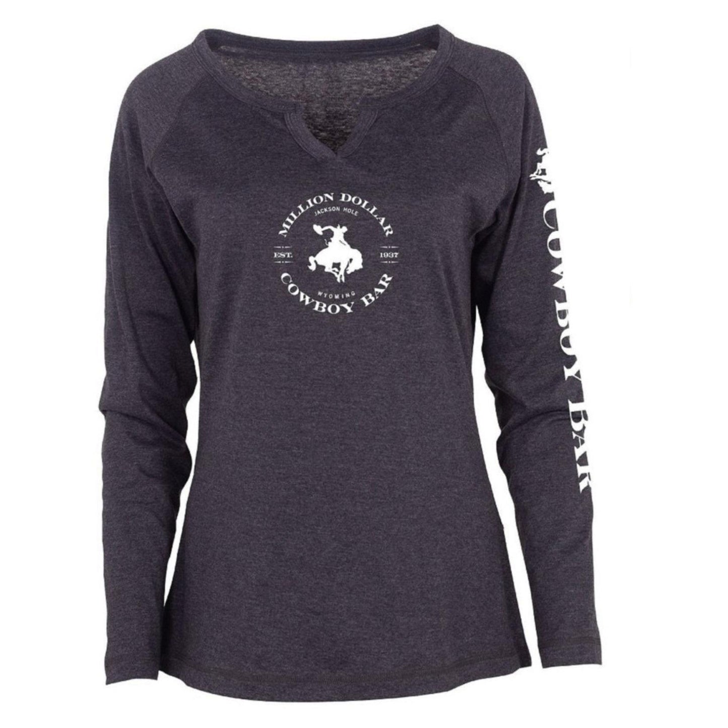 Long Sleeve Ladies Notch Charcoal Heather