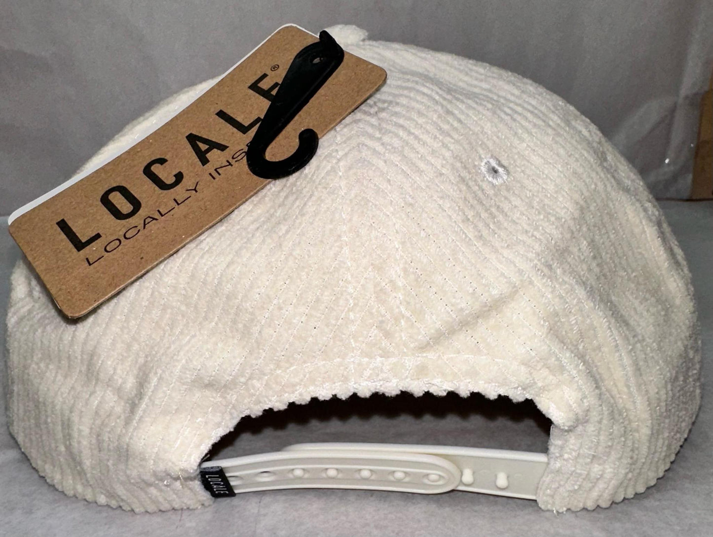 White Corduroy W/Sage Green Badge Hat