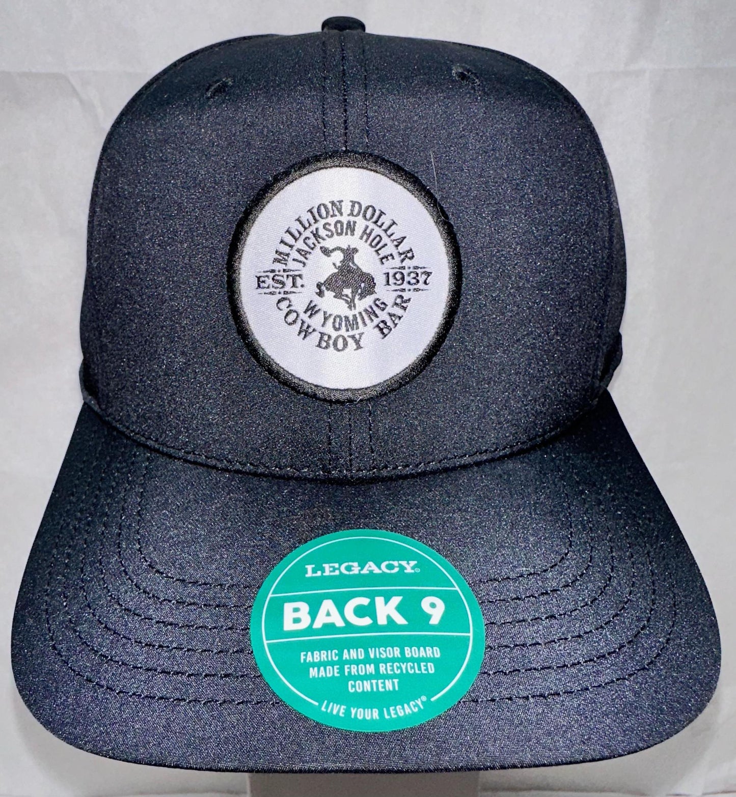 Black Hat White Round Patch