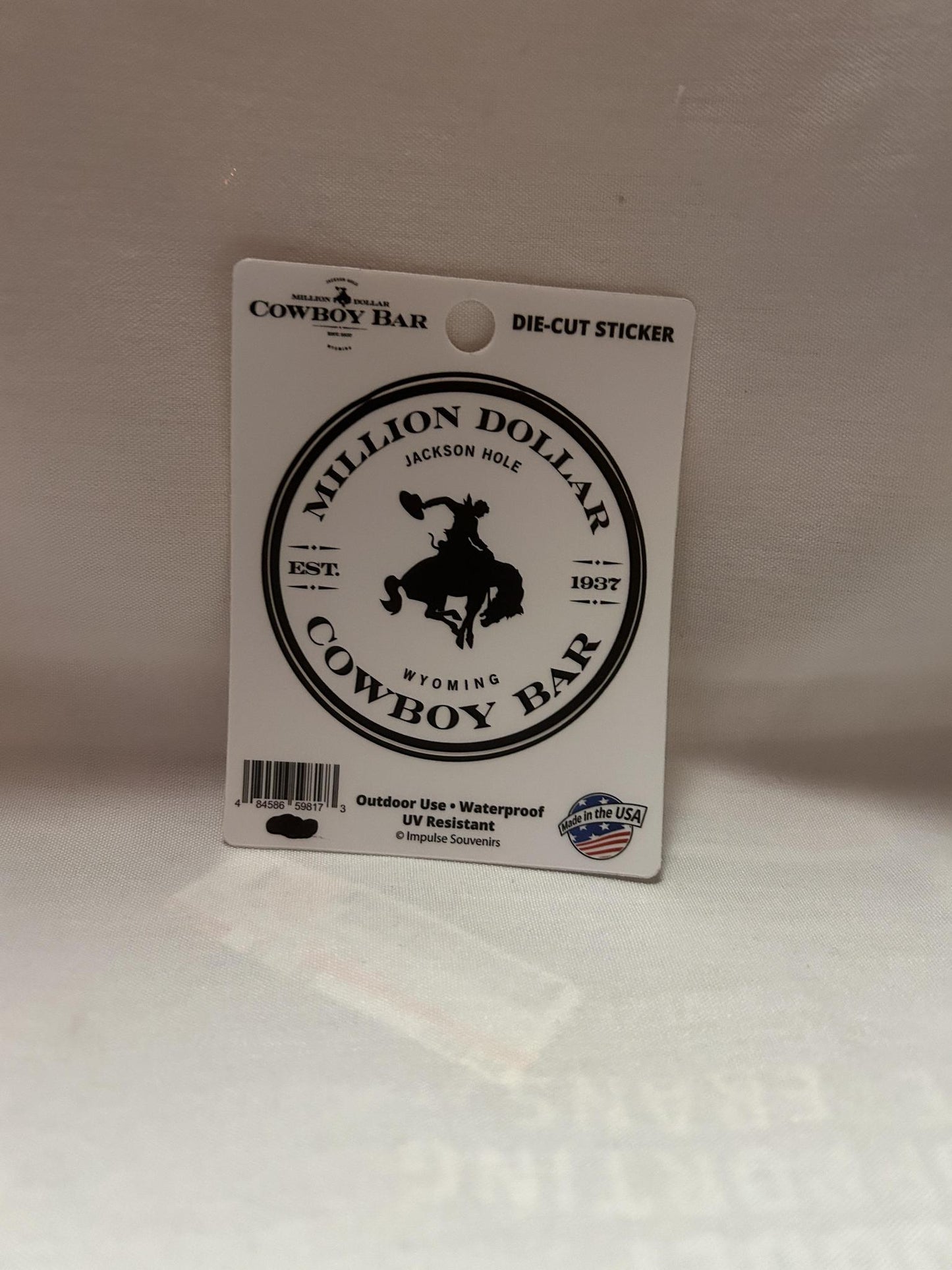 Round White with Black Sticker 3"