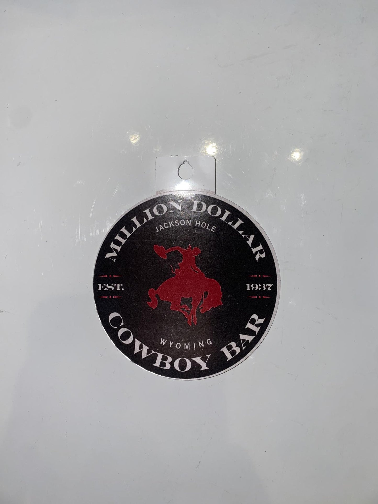 Round Brown with Red Sticker 3"