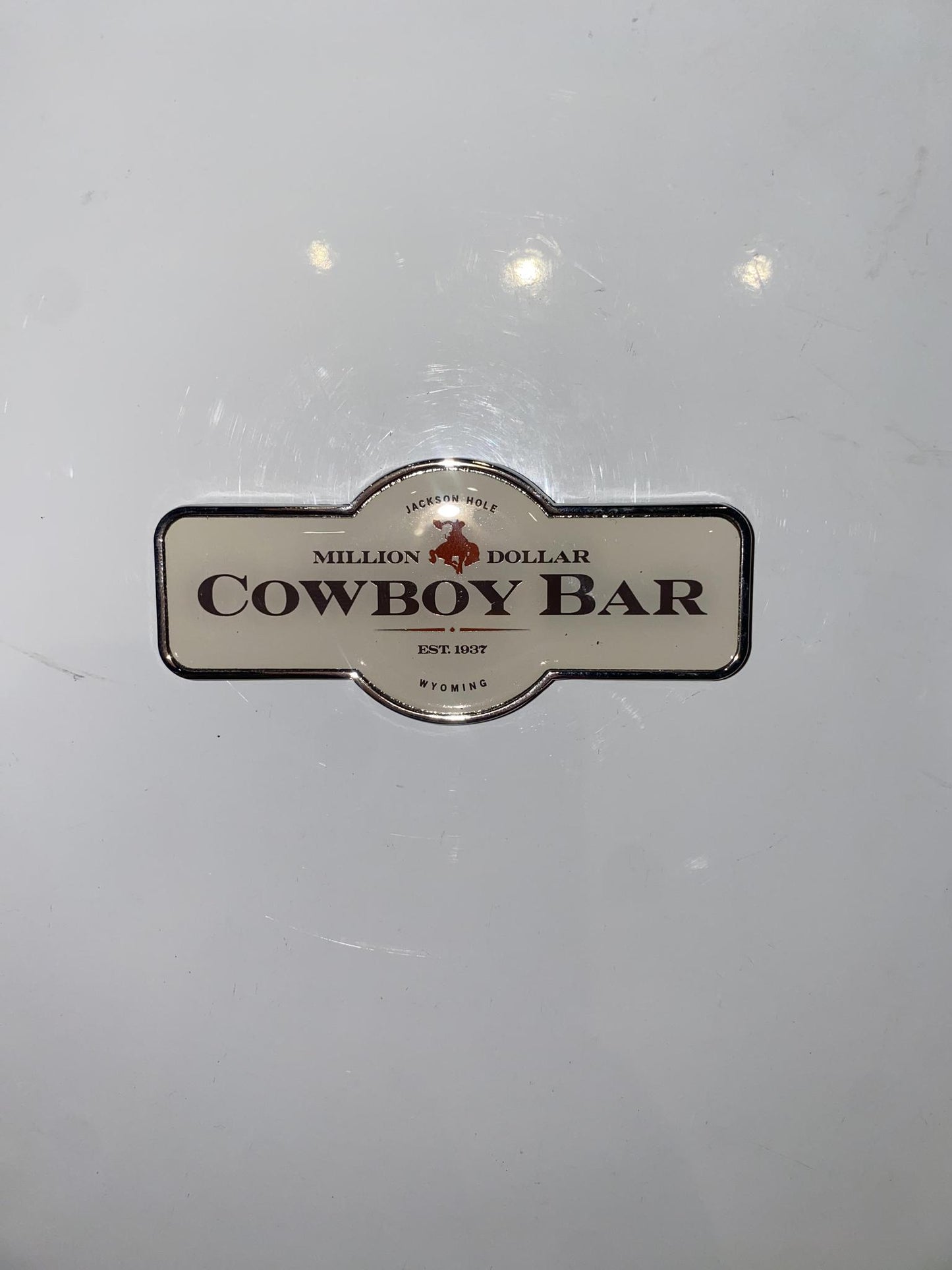 Horizontal Magnet Beige with Red Logo
