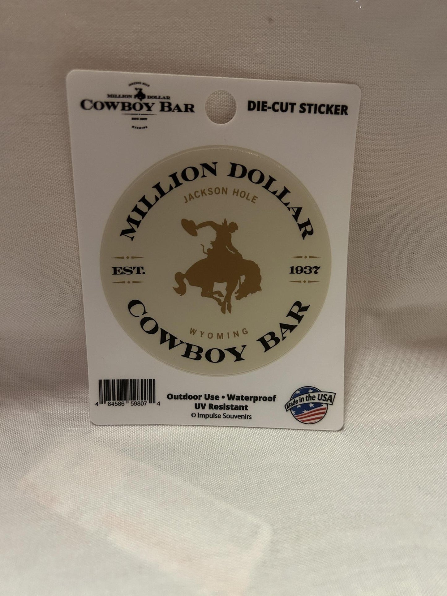 Round Beige with Gold Sticker 3"