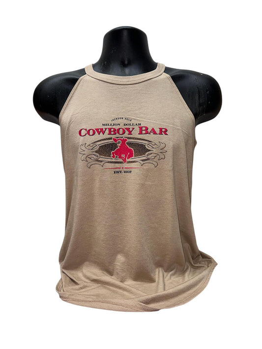 Tan Leather Stitch Ladies Tank