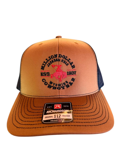 Caramel Brown with Red logo Hat