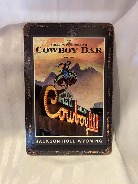 Neon Cowboy Sign Tin 8 x 12
