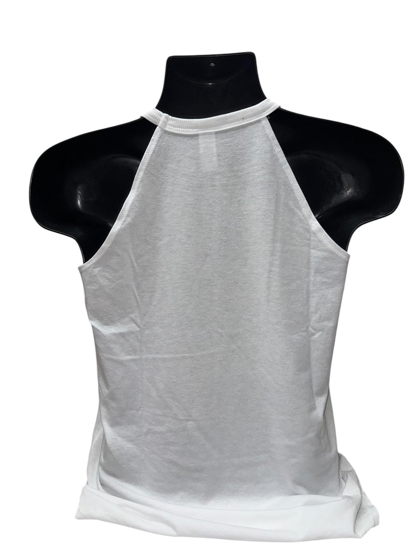 White Leather Stitch Ladies Tank
