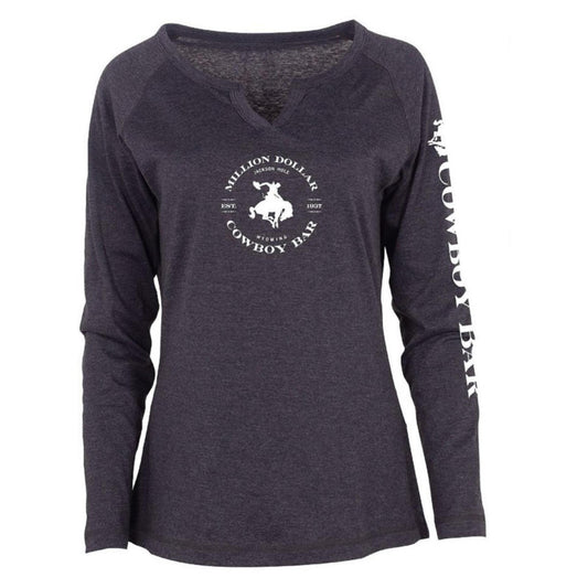 Long Sleeve Ladies Notch Charcoal Heather