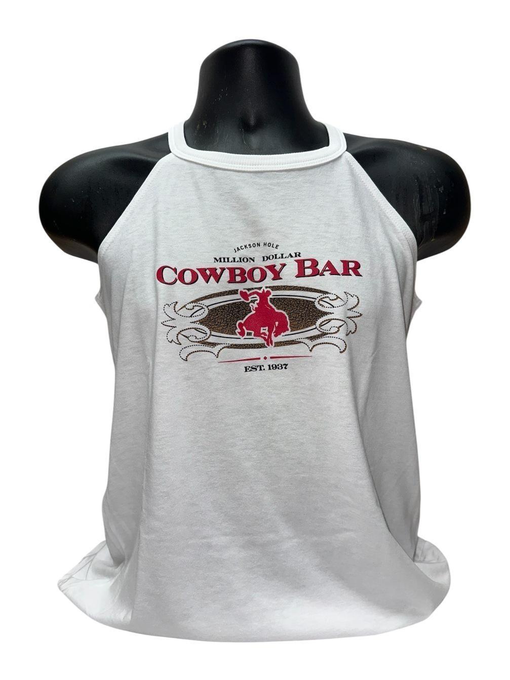 White Leather Stitch Ladies Tank