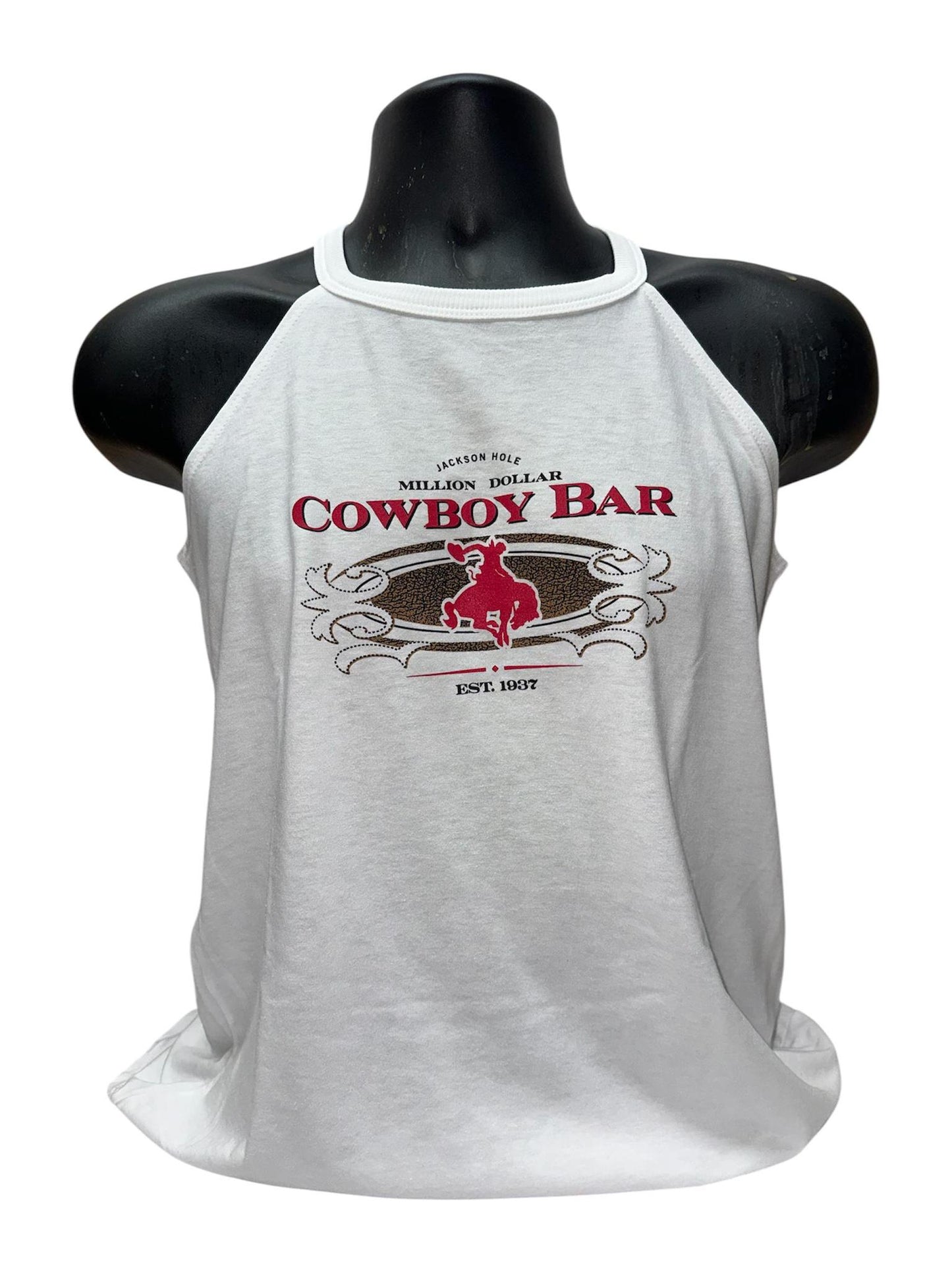 White Leather Stitch Ladies Tank