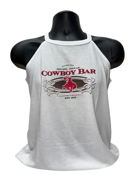 White Leather Stitch Ladies Tank