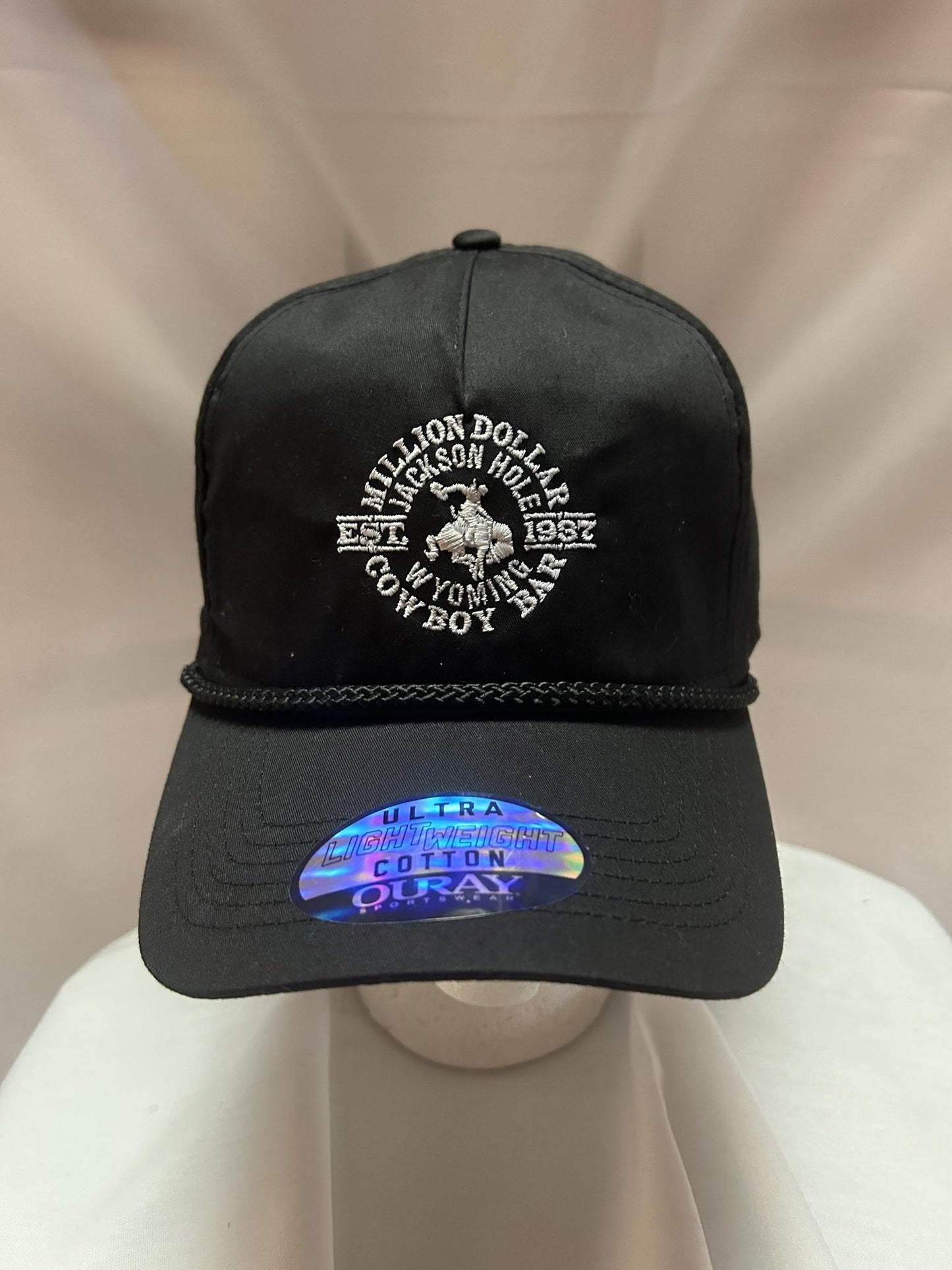 Black Rope White Logo Hat