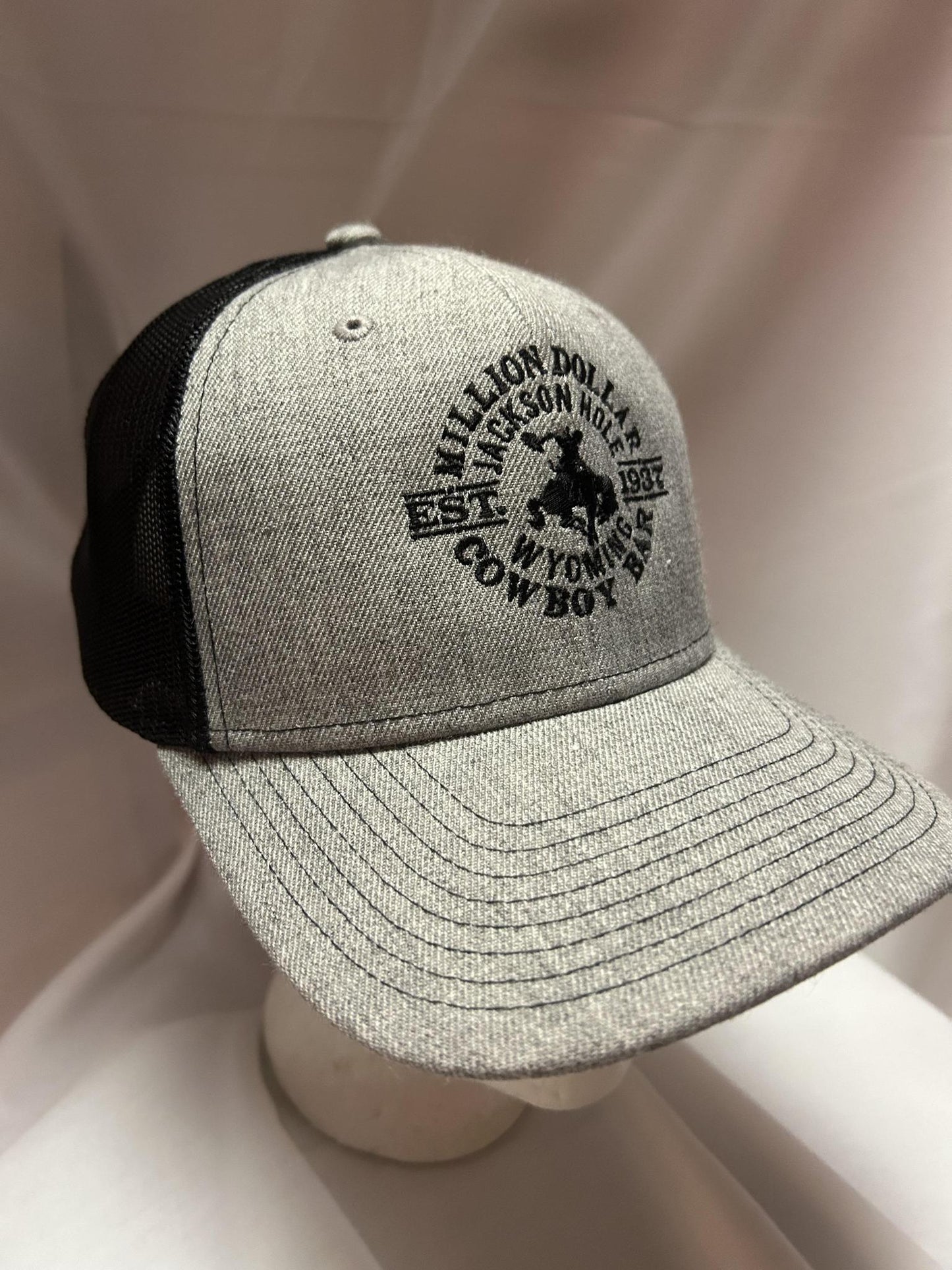 Heather Gray Black Mesh Snapback Hat
